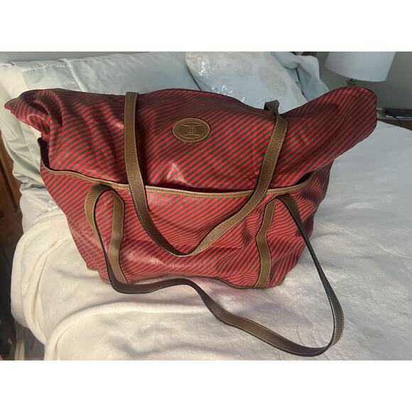 80s Gucci Vintage Accessory Collection Stripe Huge Foldable Tote Travel Dustbag - Picture 1 of 14